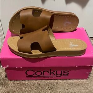 Corkys Bogalusa Leather Sandals H-Strap Comfort. New in box.